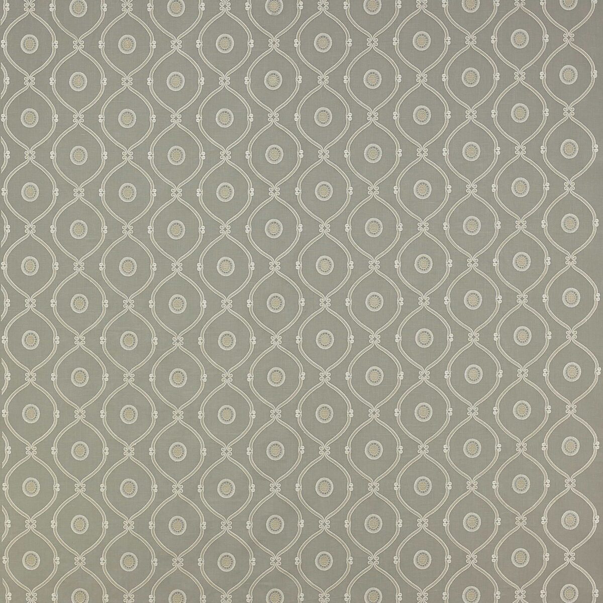Heywood Fabric - Old Blue by blue geometric embroideried fabric from Colefax & Fowler