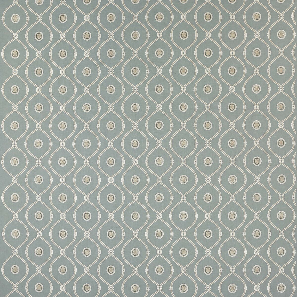 Heywood Fabric - Blue by blue geometric embroideried fabric from Colefax & Fowler