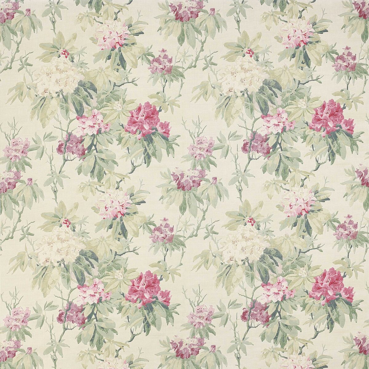 pink botanical linen fabric from Colefax & Fowler