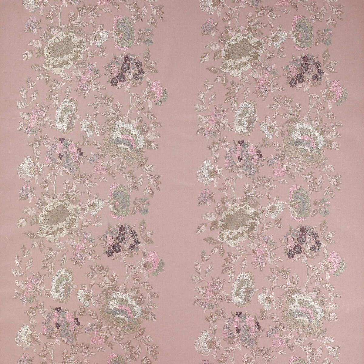 Clarinda Fabric - Old Pink by pink botanical embroideried fabric from Colefax & Fowler