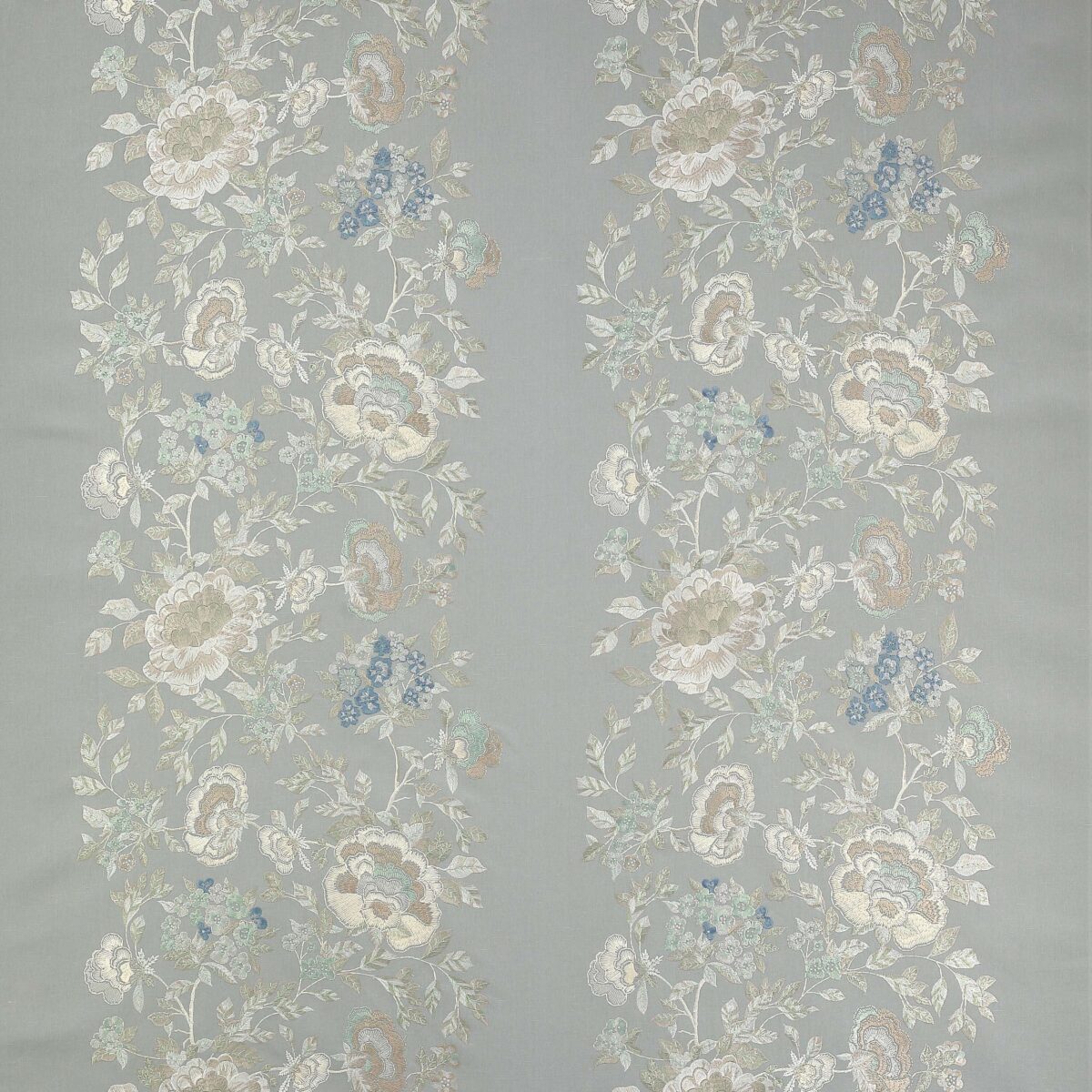 Clarinda Fabric - Old Blue by blue botanical embroideried fabric from Colefax & Fowler