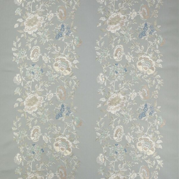 Clarinda Fabric - Old Blue by blue botanical embroideried fabric from Colefax & Fowler