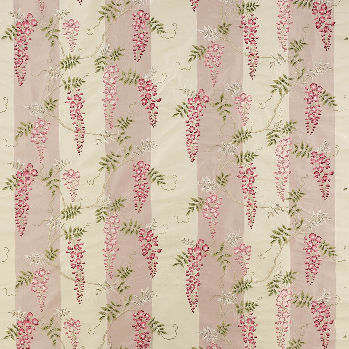 pink botanical embroideried fabric from Colefax & Fowler