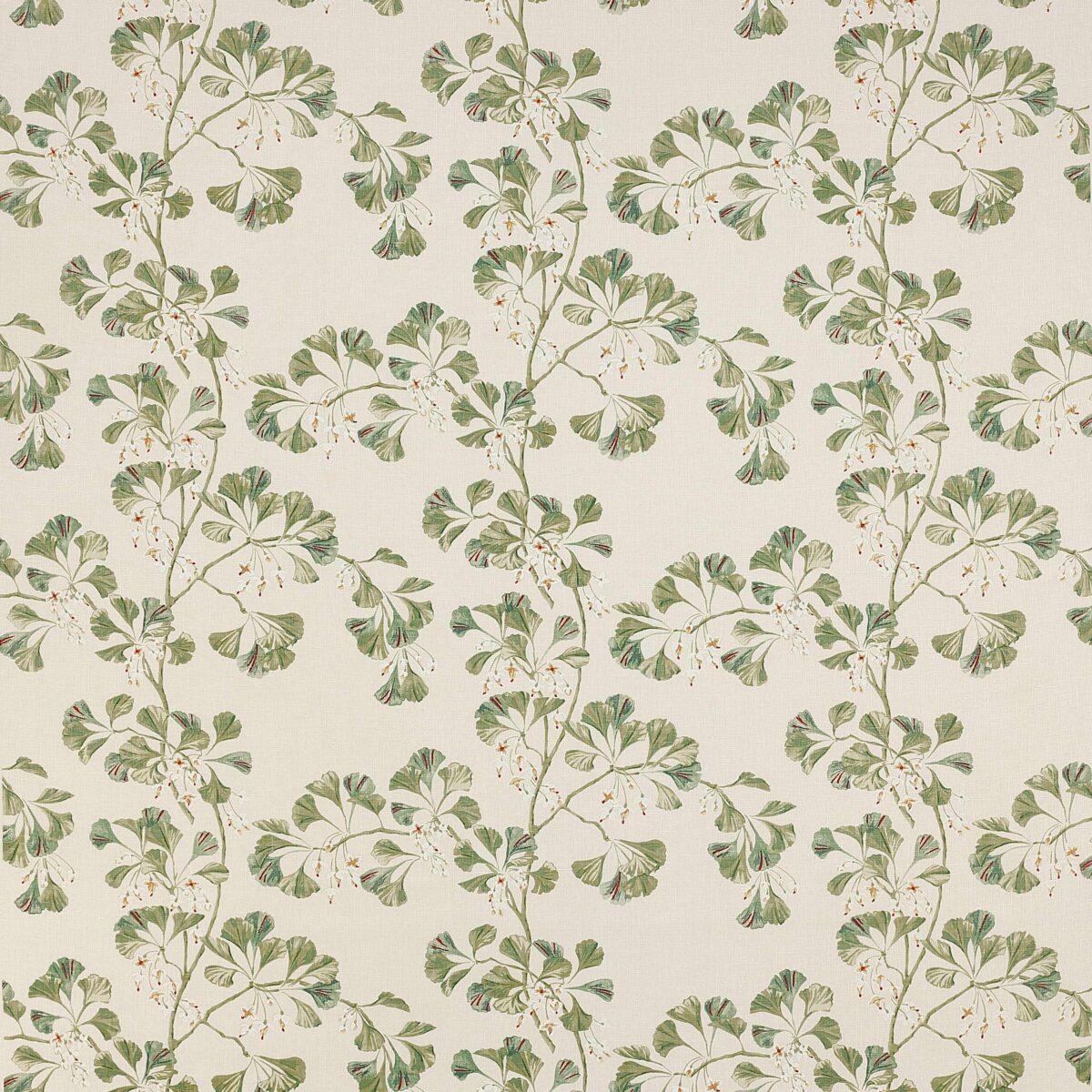 Greenacre Fabric - Leaf Green by green botanical linen fabric from Colefax & Fowler