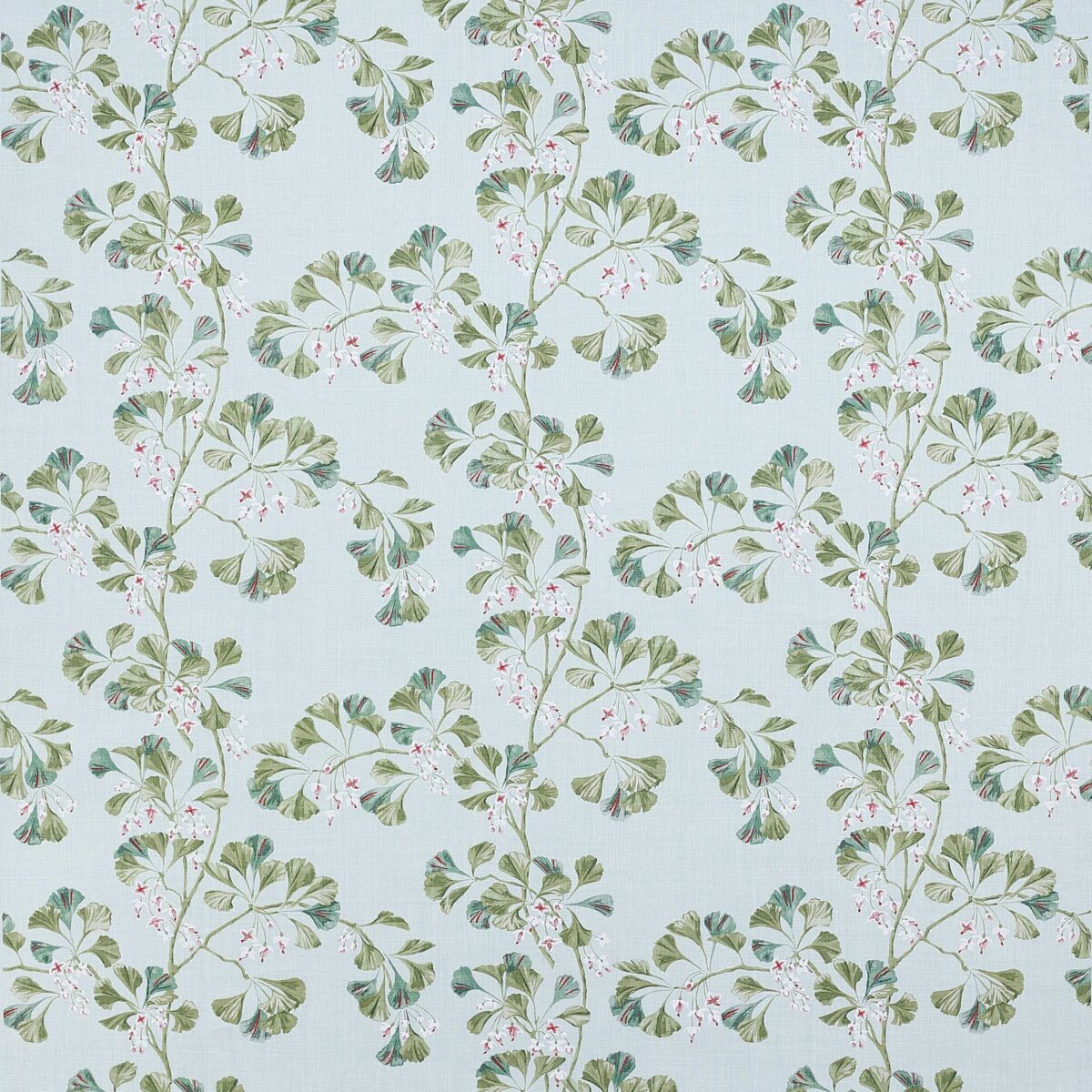 Greenacre Fabric - Aqua by blue botanical linen fabric from Colefax & Fowler