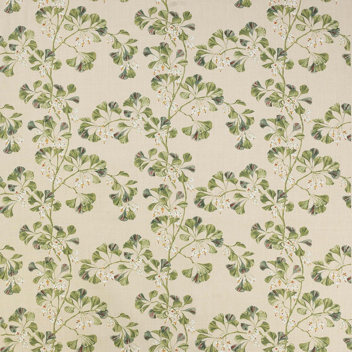 green botanical linen fabric from Colefax & Fowler