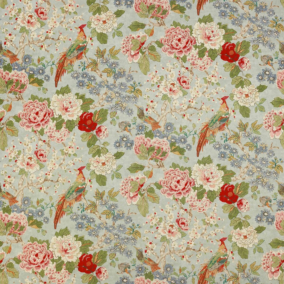 Jardine Fabric - Old Blue by blue botanical linen fabric from Colefax & Fowler