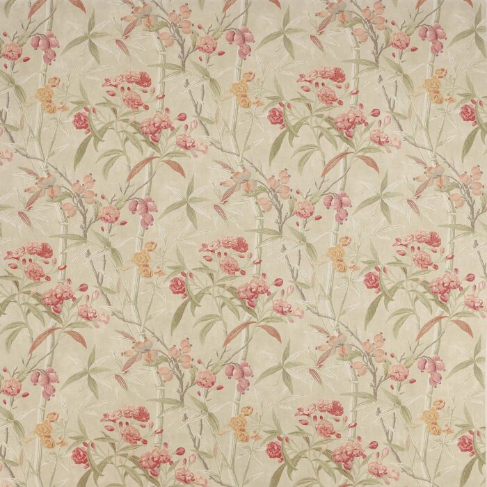 Oleander Fabric - Tomato / Green swatch