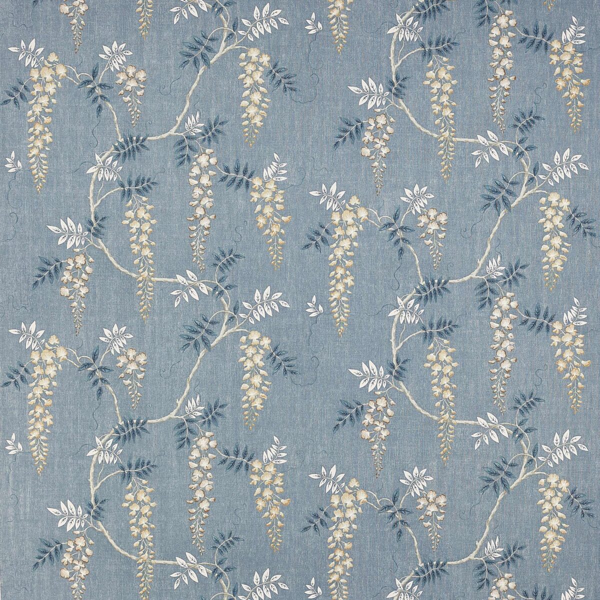 Grayshott Fabric - Navy by blue botanical linen fabric from Colefax & Fowler