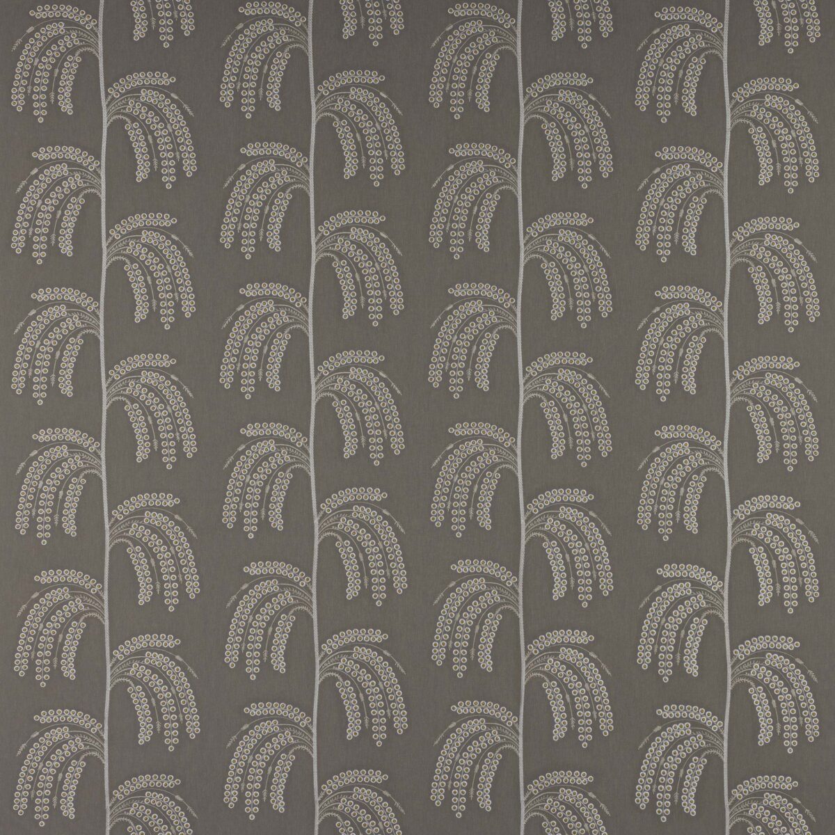 black-grey botanical embroideried fabric from Jane Churchill