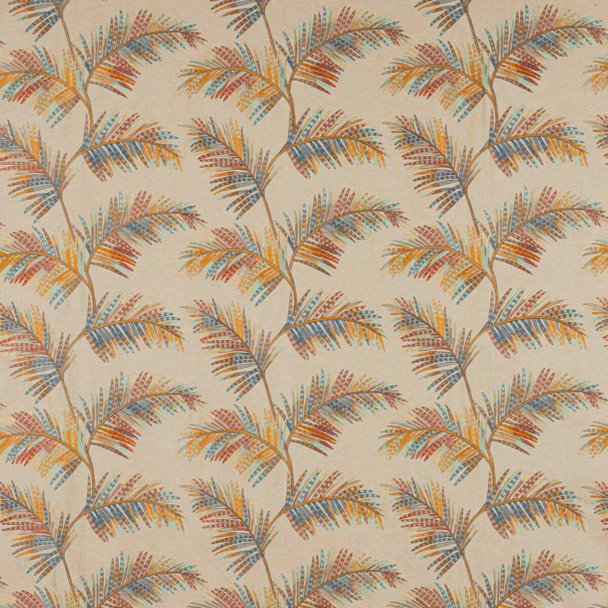 Mazari Palm Fabric - Multi by multicolour botanical embroideried fabric from Jane Churchill