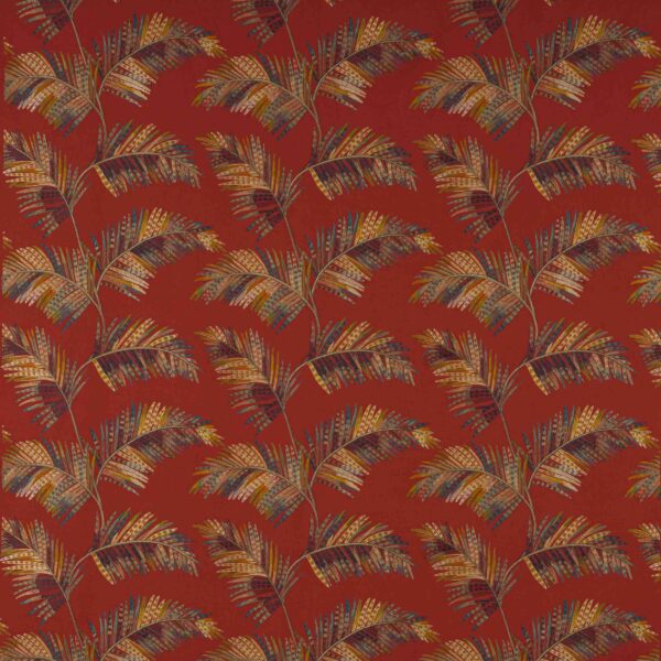 Mazari Palm Fabric - Paprika by orange botanical embroideried fabric from Jane Churchill