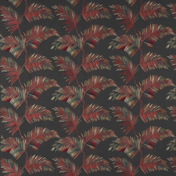 Mazari Palm Fabric - Midnight / Pink by blue botanical embroideried fabric from Jane Churchill
