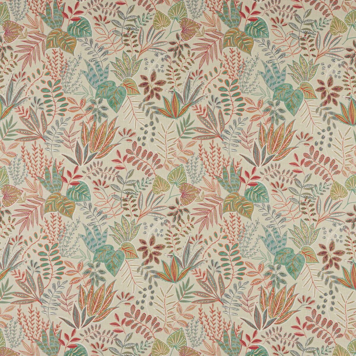 Evangeline Fabric - Multi by multicolour botanical printed fabric from Jane Churchill