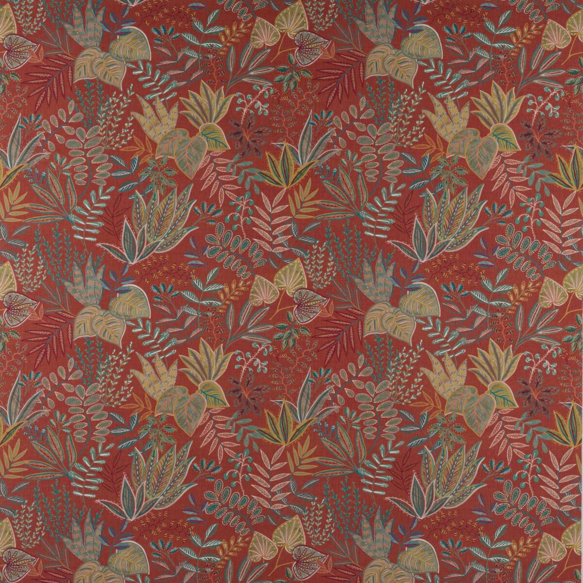 orange botanical printed fabric from Jane Churchill
