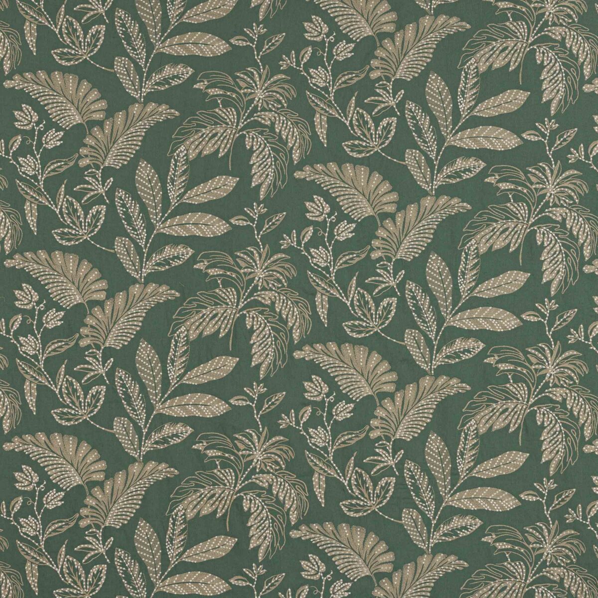 Nemus Fabric - Teal by green botanical embroideried fabric from Jane Churchill