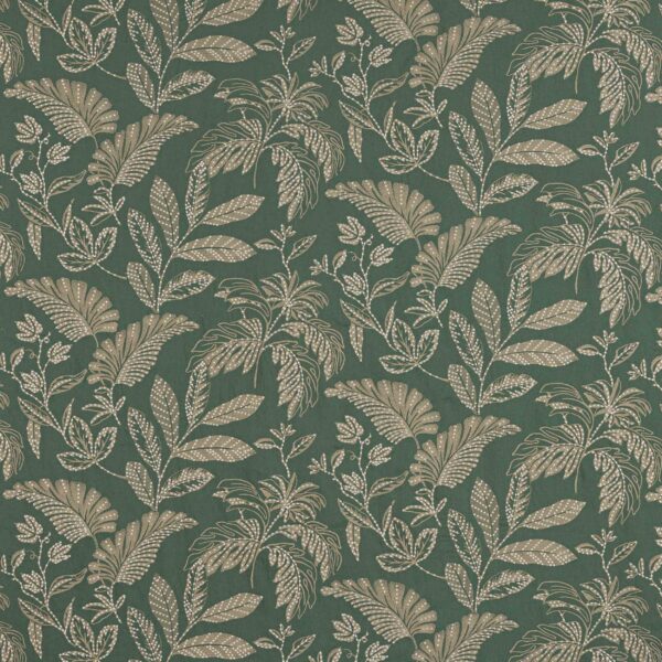 Nemus Fabric - Teal by green botanical embroideried fabric from Jane Churchill