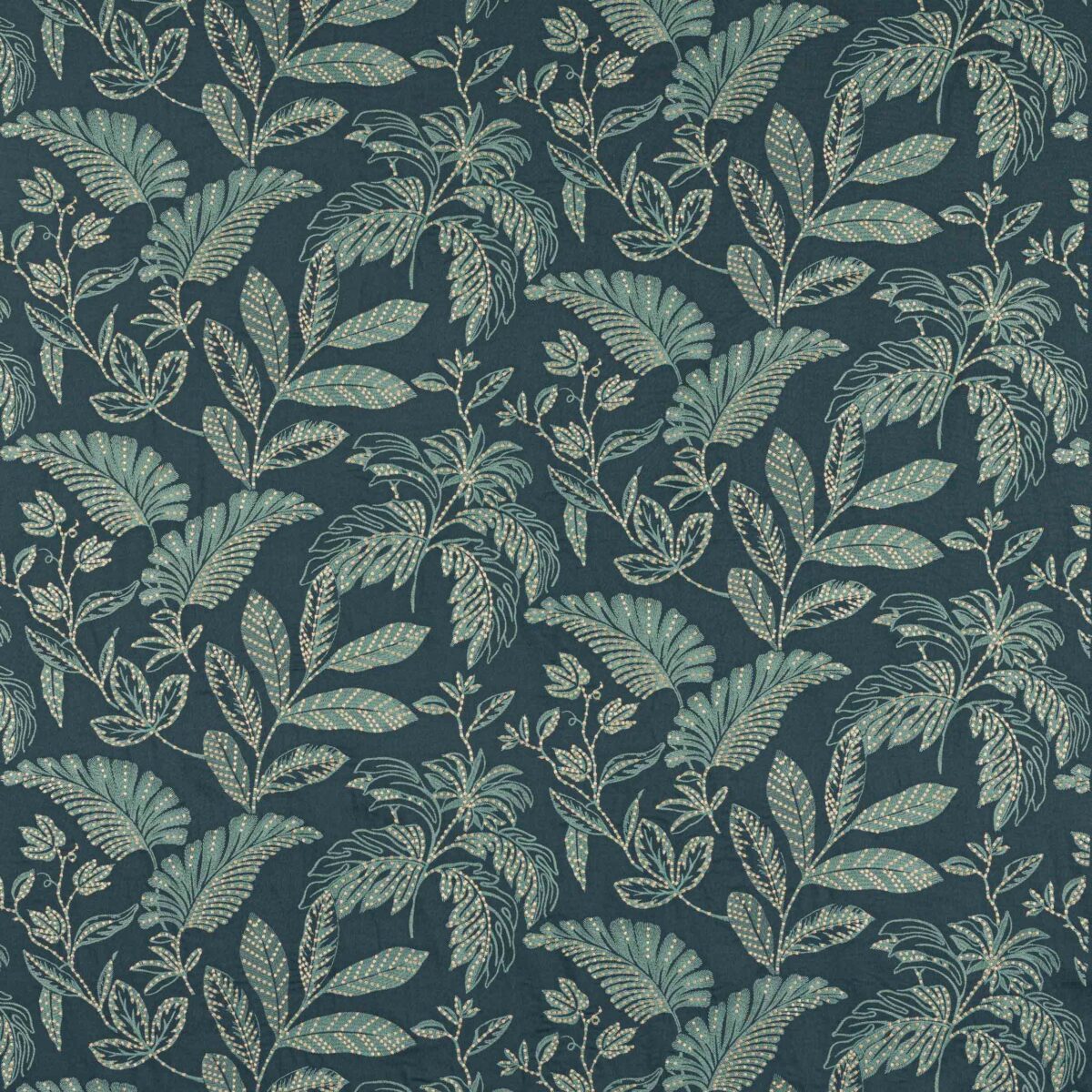 Nemus Fabric - Indigo by blue botanical embroideried fabric from Jane Churchill