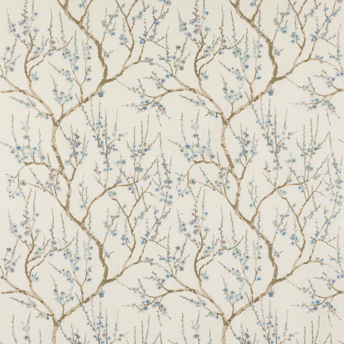 Taree Fabric - Blue by blue botanical embroideried fabric from Jane Churchill