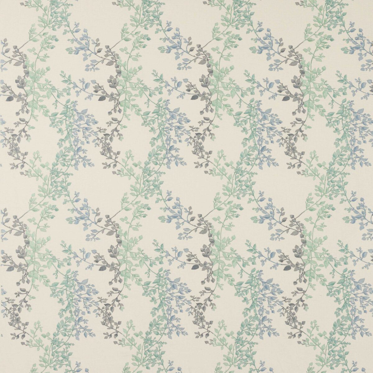 blue botanical embroideried fabric from Jane Churchill