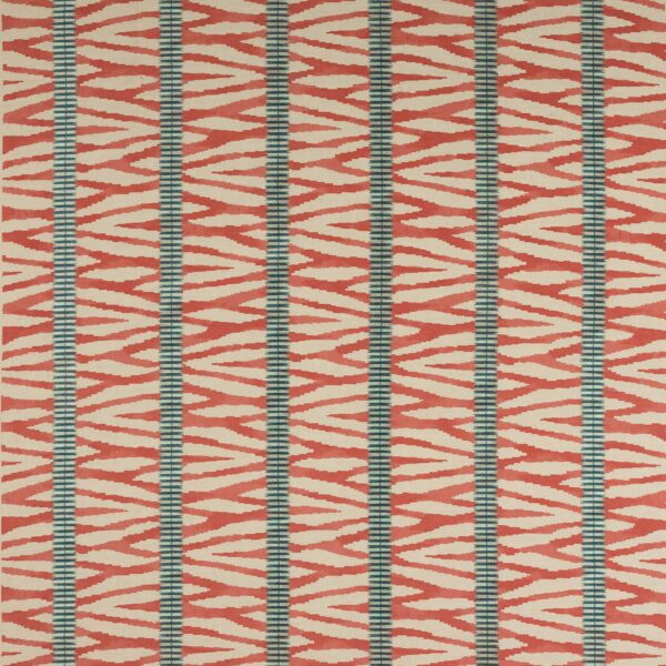 Wilder Fabric - Red by red striped embroideried fabric from Jane Churchill
