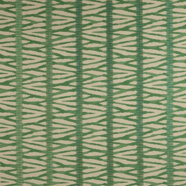 Wilder Fabric - Green by green striped embroideried fabric from Jane Churchill