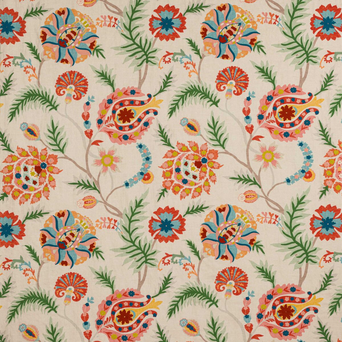 Bukhara Fabric - Red by red botanical embroideried fabric from Jane Churchill