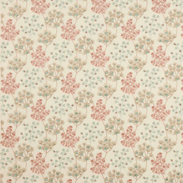 Elianna Fabric - Pink / Aqua by pink botanical embroideried fabric from Jane Churchill