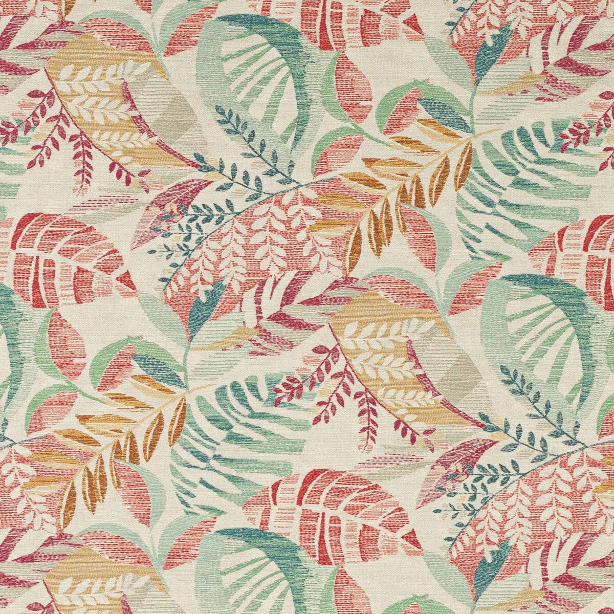 Luca Fabric - Red by red botanical printed fabric from Jane Churchill