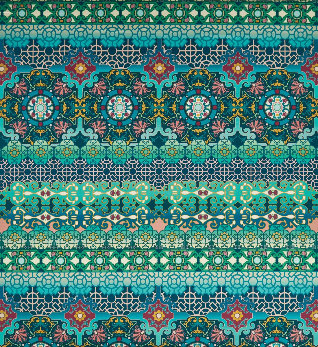 Mansfield Fabric - Turquoise / Teal by green traditional velvet-chenille fabric from Osborne & Little