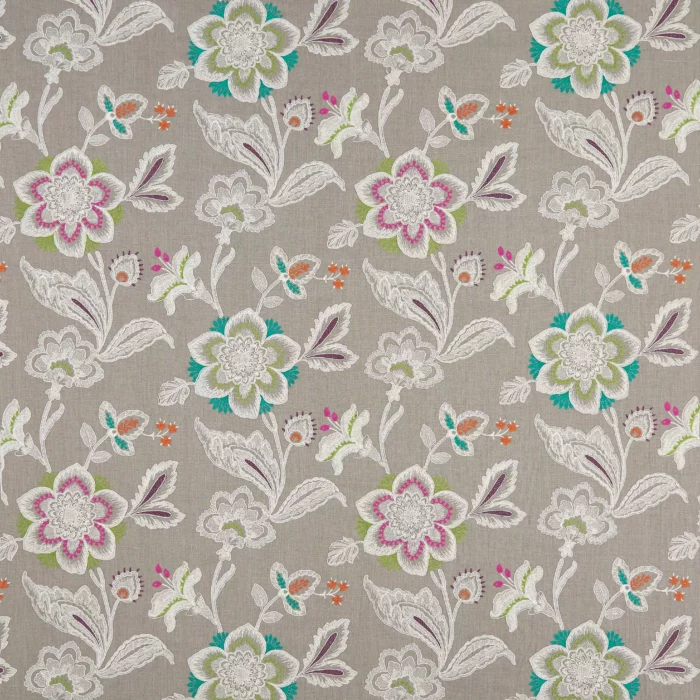 Rosings Fabric - Linen /  Turquoise – Linen / Turquoise swatch