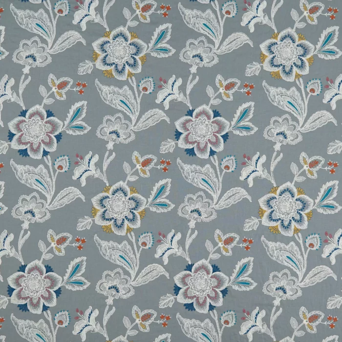 Rosings Fabric - Dove / Cobalt swatch