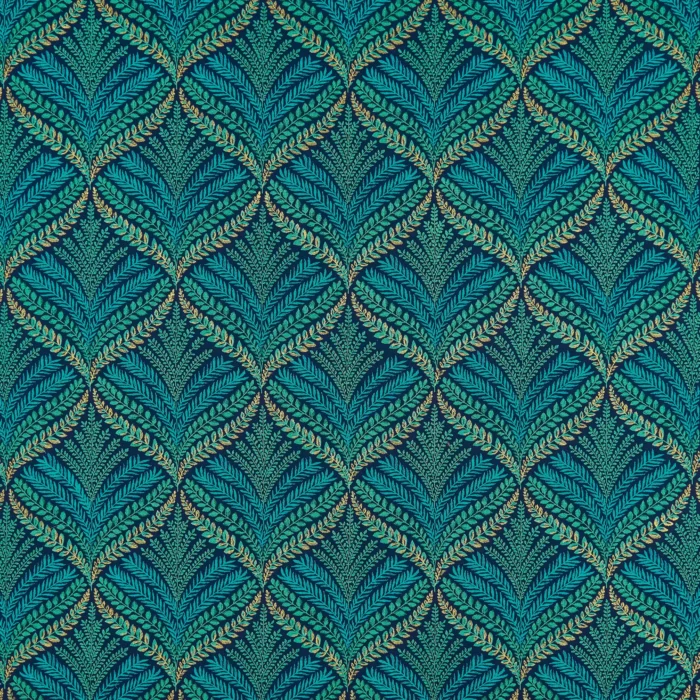 Sotherton Fabric - Navy /  Turquoise – Navy / Turquoise swatch