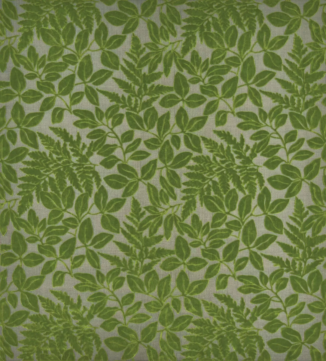 green botanical velvet-chenille fabric from Osborne & Little