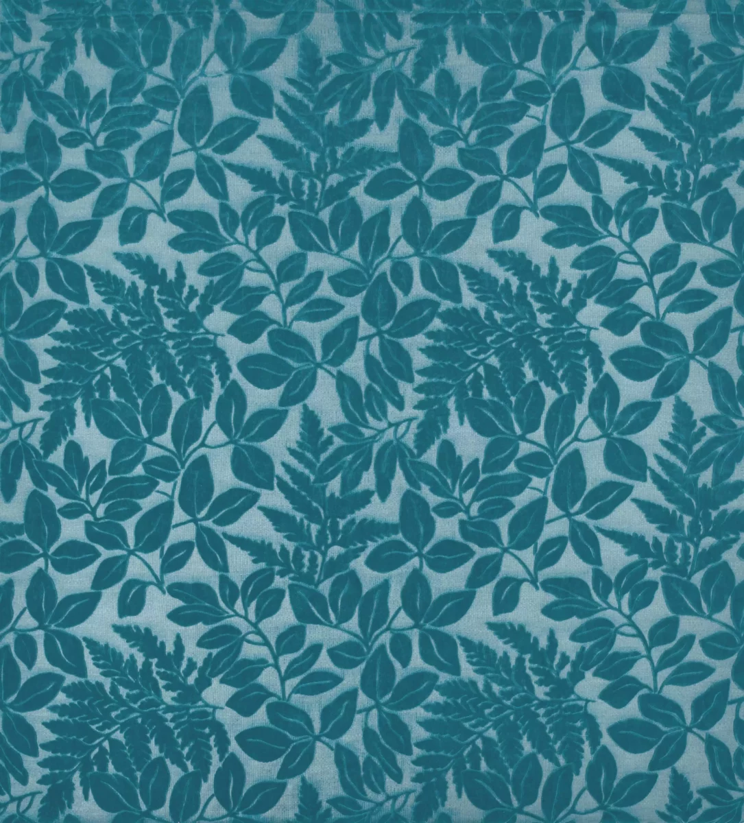 Donwell Fabric - Teal by blue botanical velvet-chenille fabric from Osborne & Little