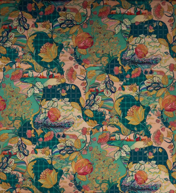 multicolour botanical velvet-chenille fabric from Osborne & Little