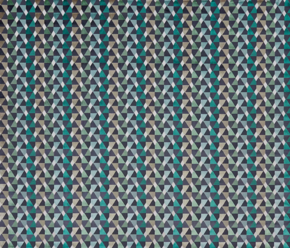 Marvin Fabric - Aqua / Mushroom by blue geometric velvet-chenille fabric from Osborne & Little