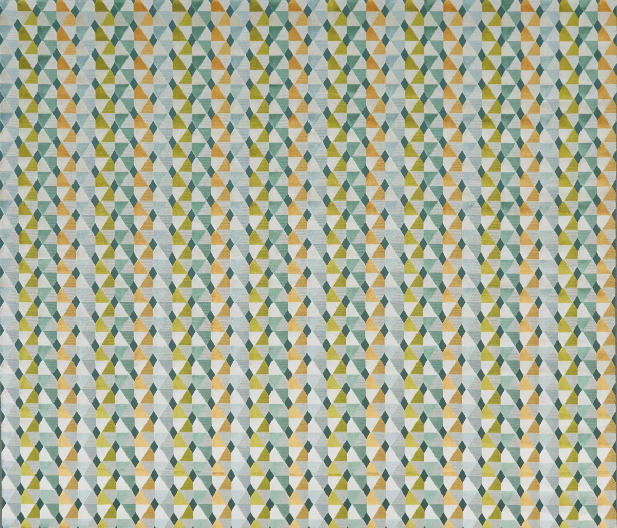 green geometric velvet-chenille fabric from Osborne & Little