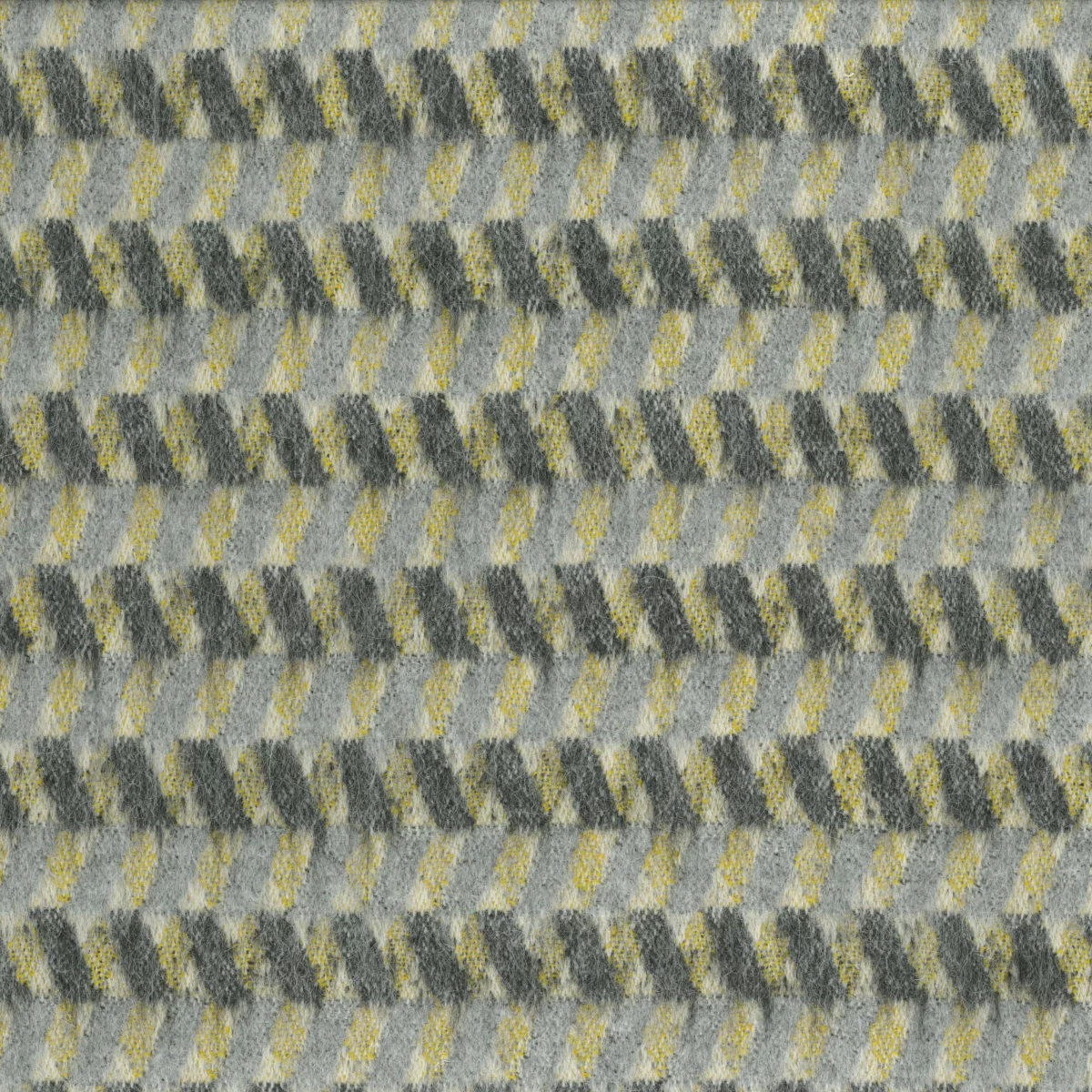 Mouflon Twill Fabric - Lemon / Charcoal by green striped woolen fabric from Osborne & Little