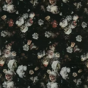 black-grey botanical velvet-chenille fabric from Osborne & Little