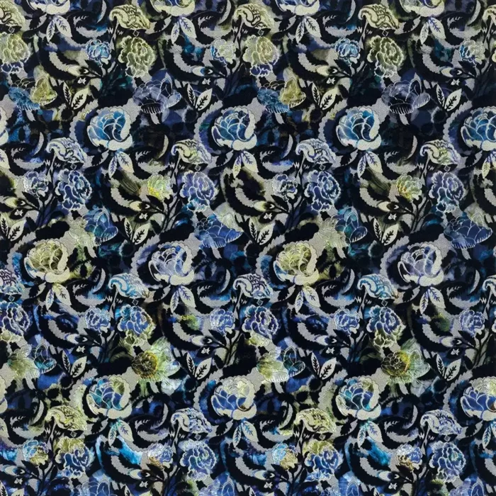 Cosimo Fabric - Ink / Royal  Blue / Chartreuse – Ink / Royal Blue / Chartreuse swatch