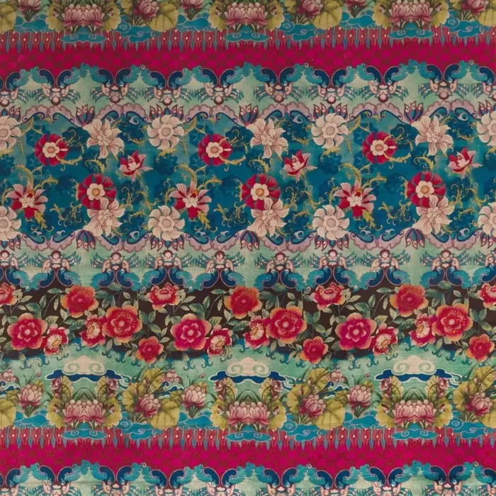 Torcello Fabric - Raspberry /  Peacock / Mint – Raspberry / Peacock / Mint swatch
