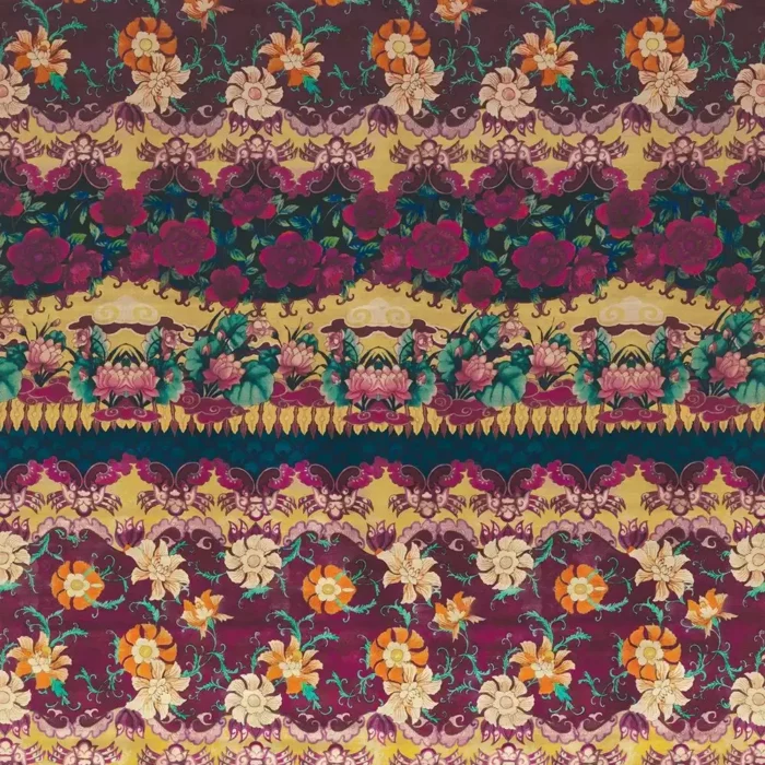 Torcello Fabric - Plum / Amber  / Peacock – Plum / Amber / Peacock swatch