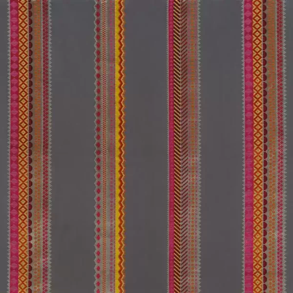 Operetta Fabric - Charcoal / Pink by red striped velvet-chenille fabric from Osborne & Little