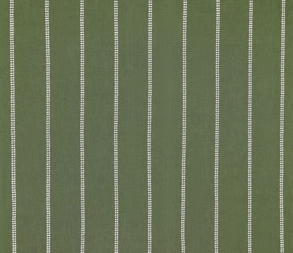 Taos Stripe Fabric - Forest by green striped embroideried fabric from Osborne & Little