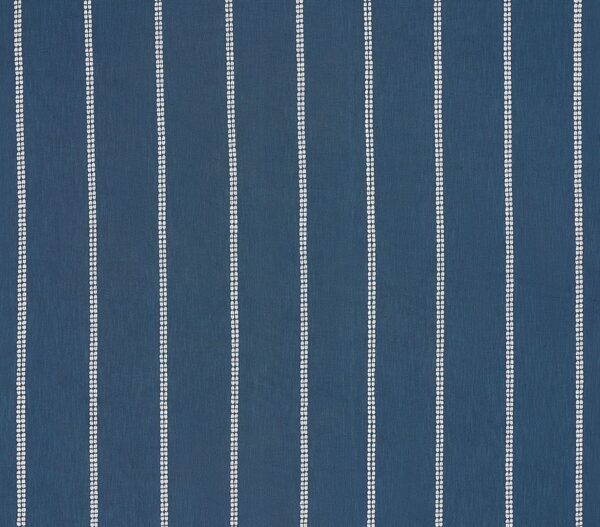 Taos Stripe Fabric - Cobalt by blue striped embroideried fabric from Osborne & Little