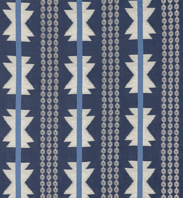 blue striped embroideried fabric from Osborne & Little