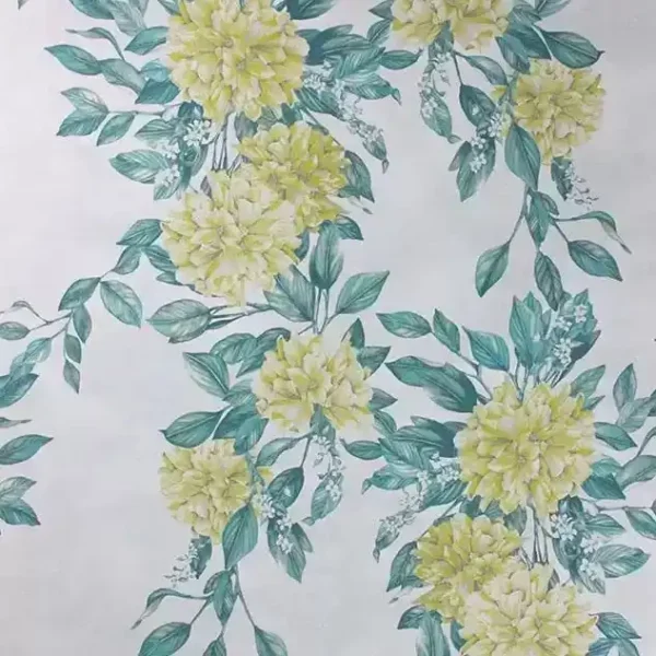 Rhodora Wallpaper - Lemon / Green by green botanical wallpaper from osborne & little