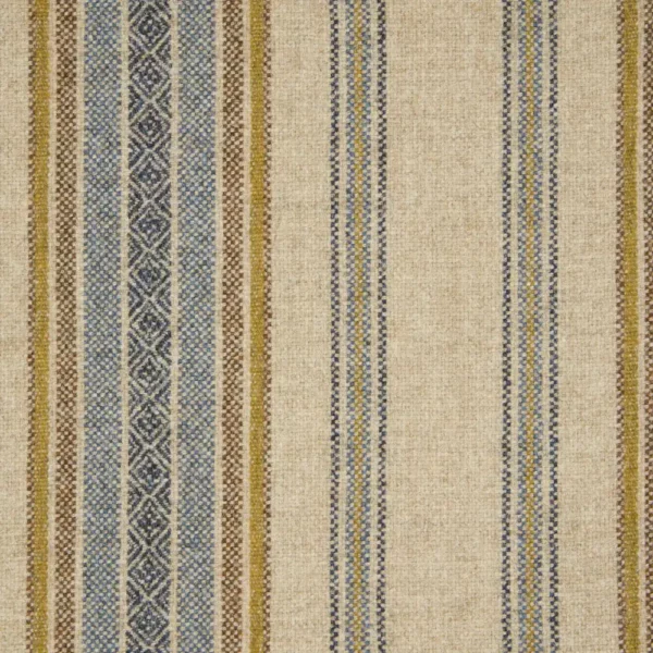 Blenheim Fabric - Natural / Denim by blue striped woolen fabric from Abraham Moon & Sons