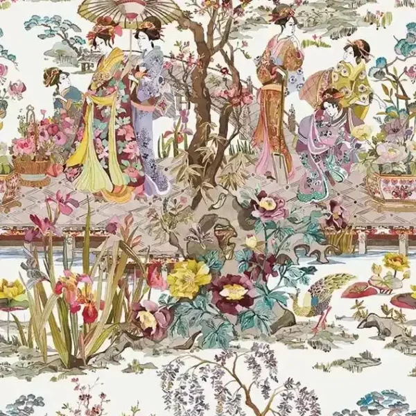 Japanese Garden Wallpaper - Ochre by multicolour traditional wallpaper from osborne & little